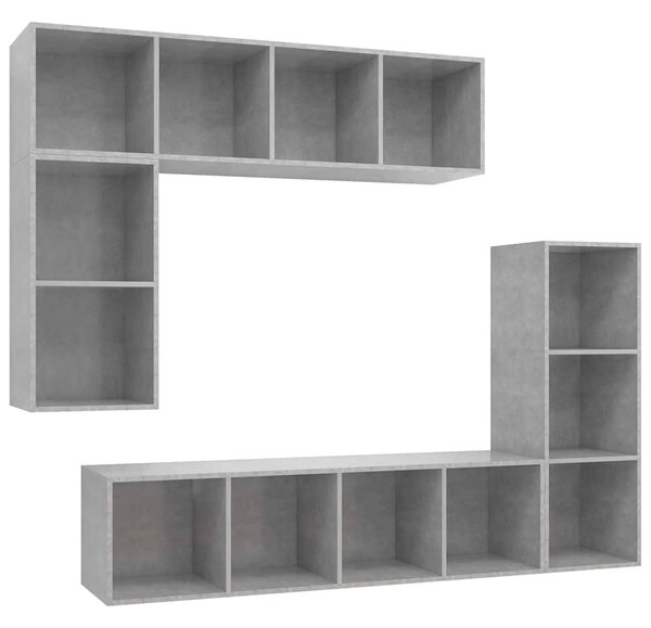 4dílný set TV skříněk betonově šedý kompozitní dřevo 3079821