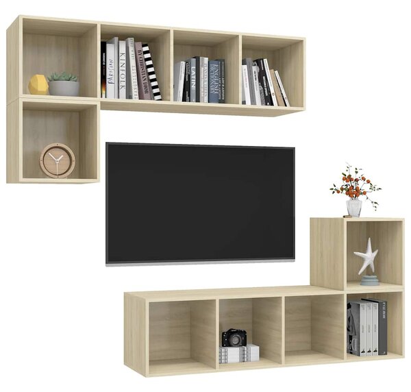4dílný set TV skříněk dub sonoma kompozitní dřevo 3079811