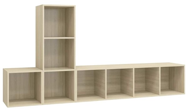 3dílný set TV skříněk dub sonoma dřevotříska 3079829