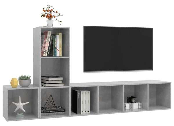 3dílný set TV skříněk betonově šedý dřevotříska 3079830