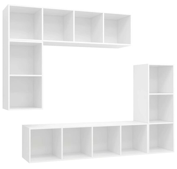 4dílný set TV skříněk bílý kompozitní dřevo 3079817