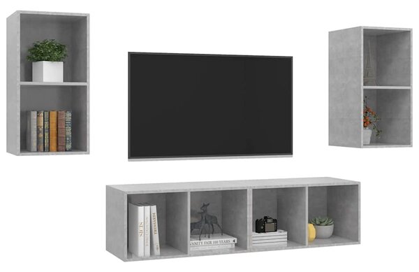Nástěnné TV skříňky 4 ks betonově šedé kompozitní dřevo 3079875