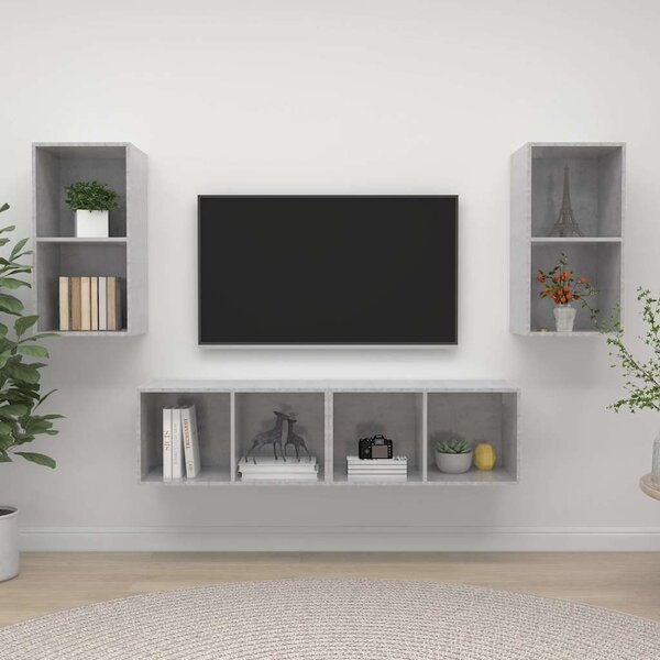Nástěnné TV skříňky 4 ks betonově šedé kompozitní dřevo 3079875