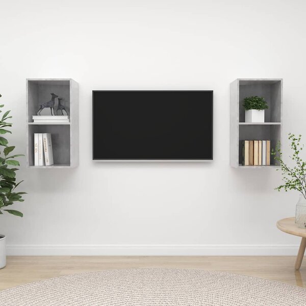 Nástěnné TV skříňky 2 ks betonově šedé kompozitní dřevo 3079848