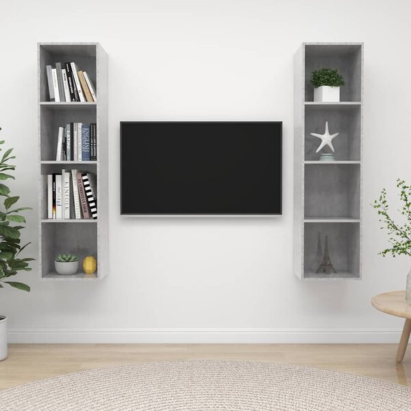 Nástěnné TV skříňky 2 ks betonově šedé dřevotříska 3079866