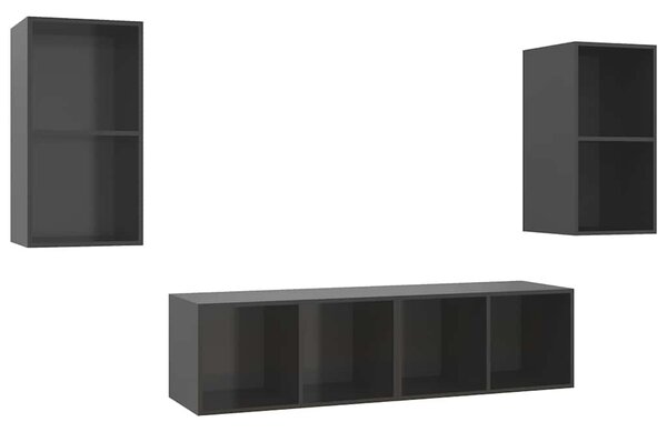 Nástěnné TV skříňky 4 ks šedé s vysokým leskem kompozitní dřevo 3079879