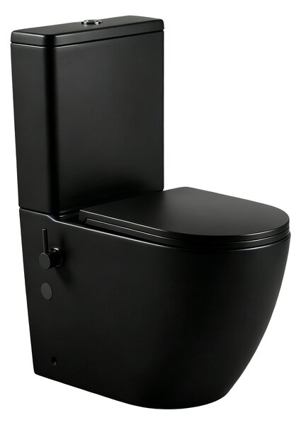 Erga Siena, WC kombi mísa 620x365x820 mm, Rimless + funkce bidetu + toaletní sedátko, černá matná, ERG-V03-SIENA-RIM-BID-BK