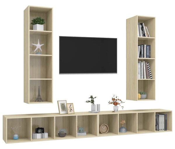 Nástěnné TV skříňky 4 ks dub sonoma kompozitní dřevo 3079892