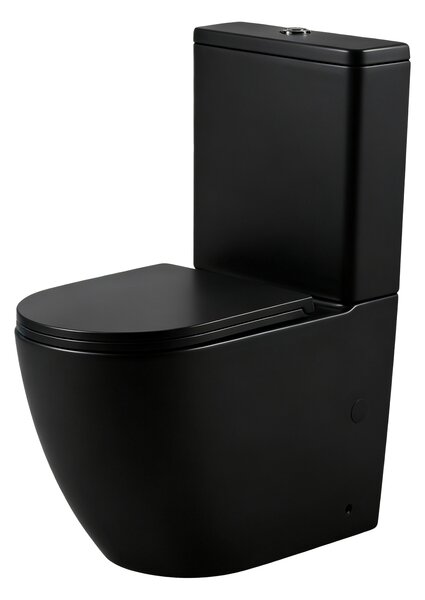 Erga Siena, WC kombi mísa 620x365x820 mm, Rimless + funkce bidetu + toaletní sedátko, černá matná, ERG-V03-SIENA-RIM-BID-BK