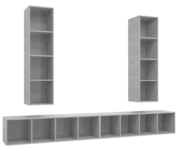 Nástěnné TV skříňky 4 ks betonově šedé dřevotříska 3079893