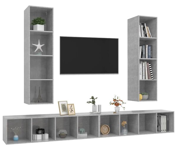Nástěnné TV skříňky 4 ks betonově šedé dřevotříska 3079893