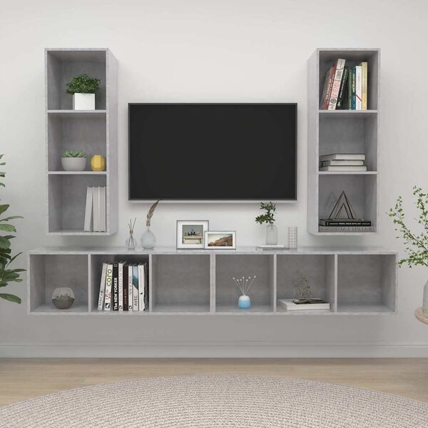 Nástěnné TV skříňky 4 ks betonově šedé dřevotříska 3079884