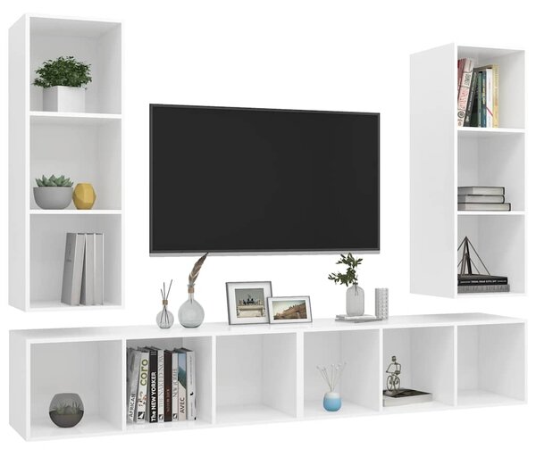 Nástěnné TV skříňky 4 ks bílé dřevotříska 3079880