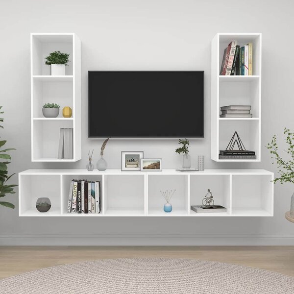 Nástěnné TV skříňky 4 ks bílé dřevotříska 3079880