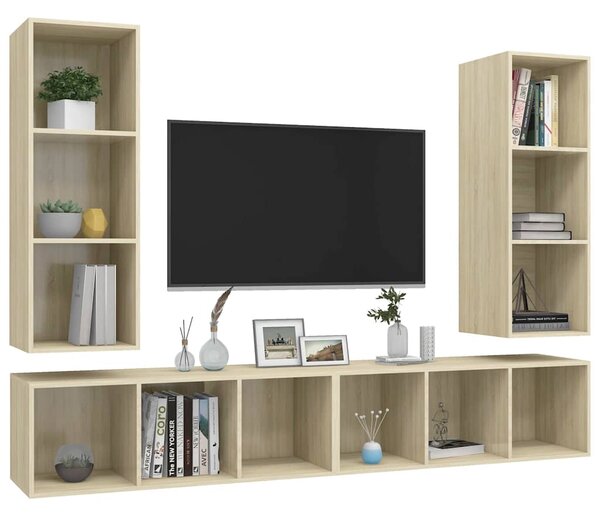 Nástěnné TV skříňky 4 ks dub sonoma kompozitní dřevo 3079883