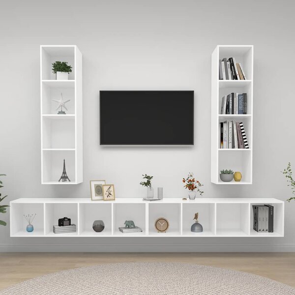 Nástěnné TV skříňky 4 ks bílé kompozitní dřevo 3079889