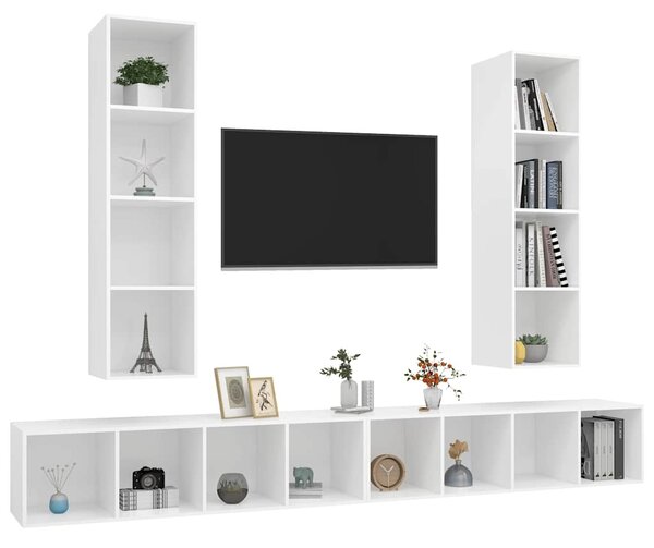Nástěnné TV skříňky 4 ks bílé kompozitní dřevo 3079889