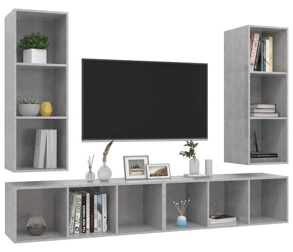 Nástěnné TV skříňky 4 ks betonově šedé dřevotříska 3079884