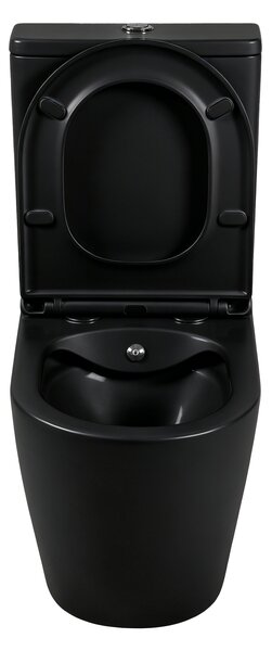 Erga Siena, WC kombi mísa 620x365x820 mm, Rimless + funkce bidetu + toaletní sedátko, černá matná, ERG-V03-SIENA-RIM-BID-BK