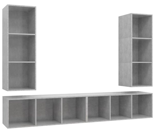 Nástěnné TV skříňky 4 ks betonově šedé dřevotříska 3079884