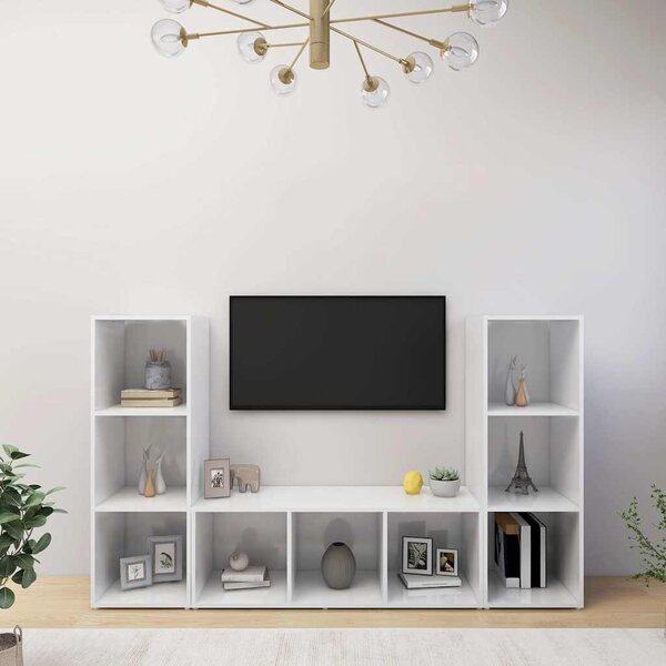 TV skříňky 3 ks bílé 107 x 35 x 37 cm dřevotříska 3079961