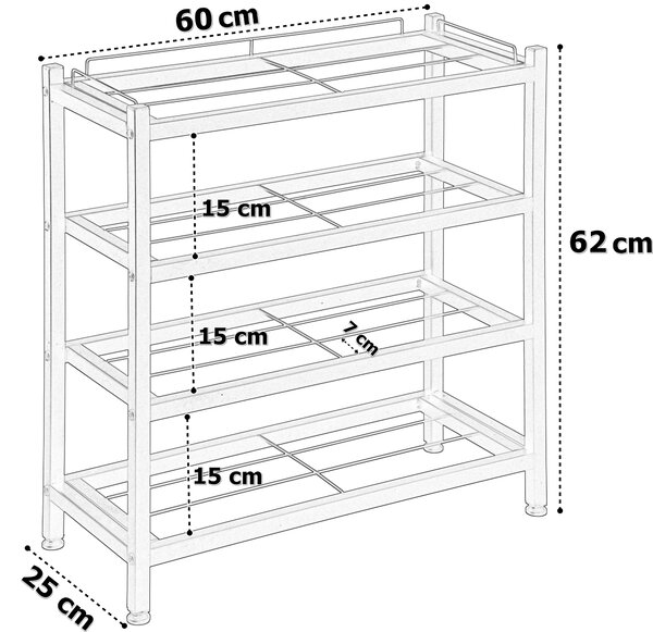 Loftový botník VIENA – černý, 4 patra