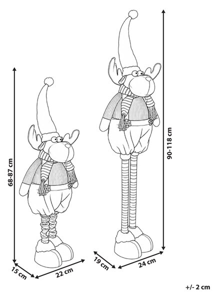 Sada 2 vánočních dekorací FISKARS 68-87/90-118 cm Sob Vícebarevná