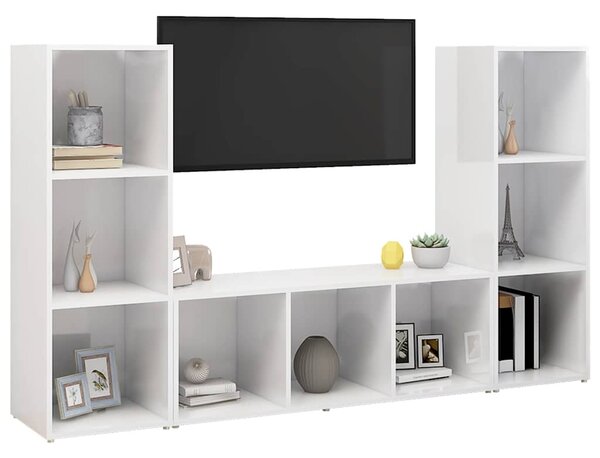 TV skříňky 3 ks bílé 107 x 35 x 37 cm dřevotříska 3079961