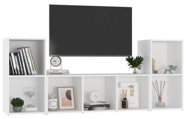 3dílný set TV skříněk bílý dřevotříska 3080015