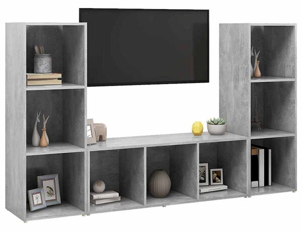 TV skříňky 3 ks betonově šedé 107 x 35 x 37 cm dřevotříska 3079965