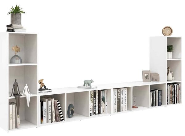 TV skříňky 4 ks bílé 107 x 35 x 37 cm dřevotříska 3080033