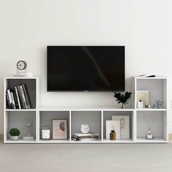 3dílný set TV skříněk bílý dřevotříska 3080015