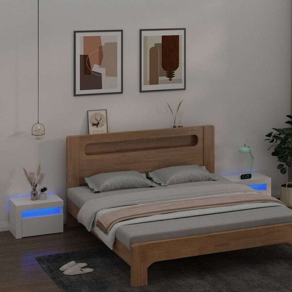 Noční stolky 2 ks s LED osvětlením bílé 60 x 35 x 40 cm 3080734