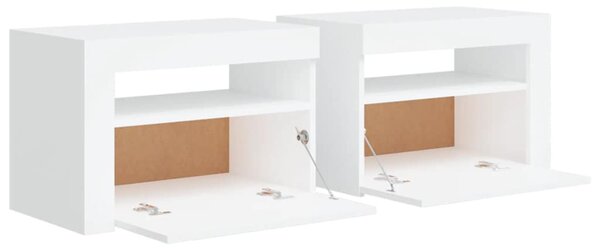 Noční stolky 2 ks s LED osvětlením bílé 60 x 35 x 40 cm 3080734