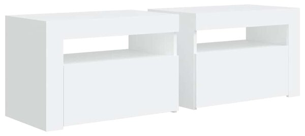 Noční stolky 2 ks s LED osvětlením bílé 60 x 35 x 40 cm 3080734