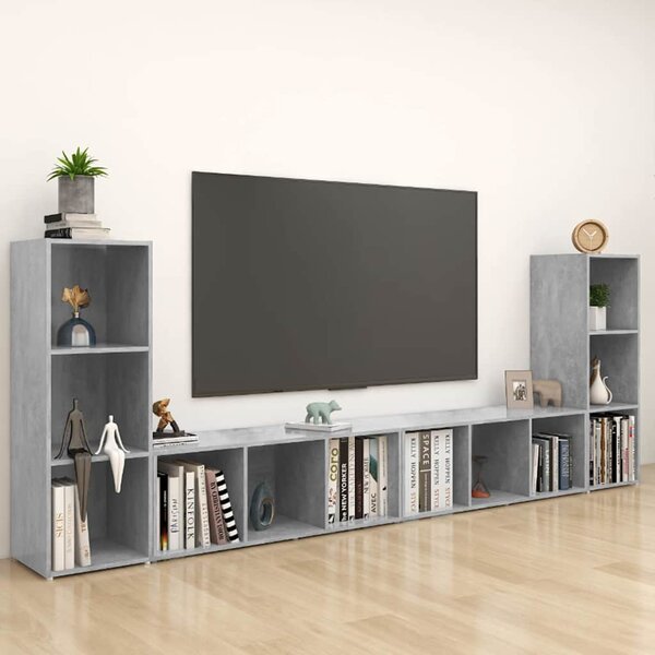 TV skříňky 4 ks betonově šedé 107 x 35 x 37 cm dřevotříska 3080037