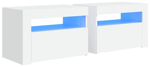 Noční stolky 2 ks s LED osvětlením bílé 60 x 35 x 40 cm 3080734