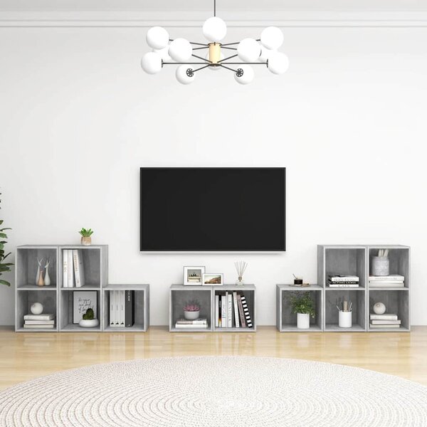 8dílný set TV skříněk betonově šedý kompozitní dřevo 3080064