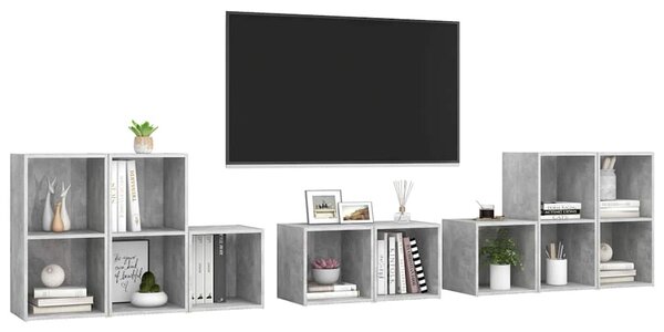 8dílný set TV skříněk betonově šedý kompozitní dřevo 3080064