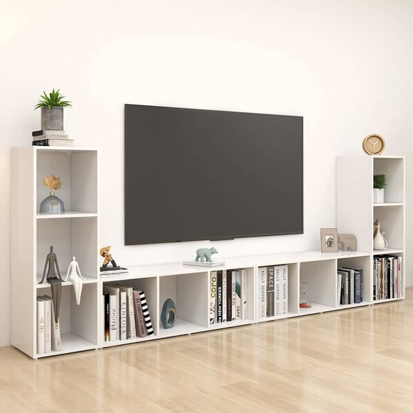 TV skříňky 4 ks bílé 107 x 35 x 37 cm dřevotříska 3080033