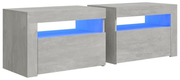 Noční stolky 2 ks s LED osvětlením betonově šedé 60x35x40 cm 3080738