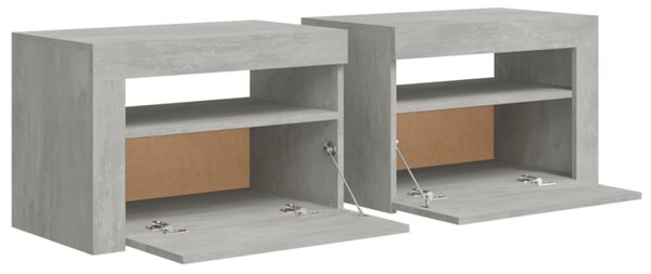 Noční stolky 2 ks s LED osvětlením betonově šedé 60x35x40 cm 3080738
