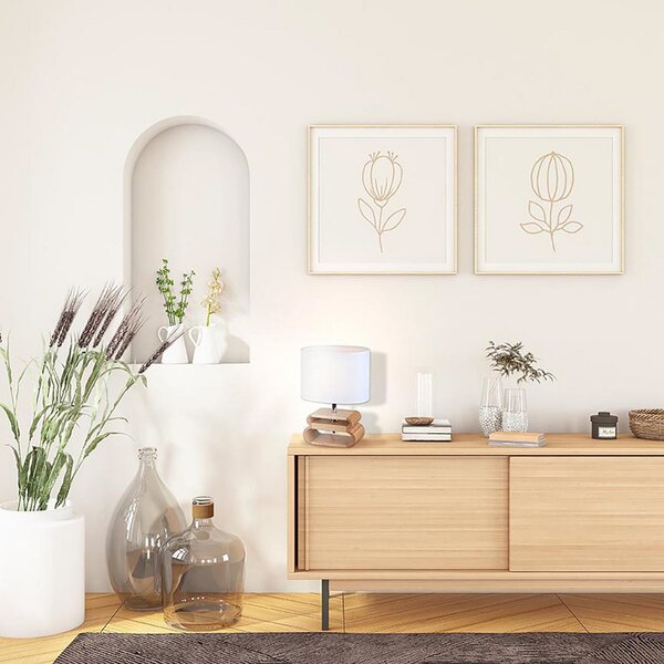 Stolní lampa COREP, Oslo, Bílá, Obývací pokoj, Tkanina / Textil, Skandinávský