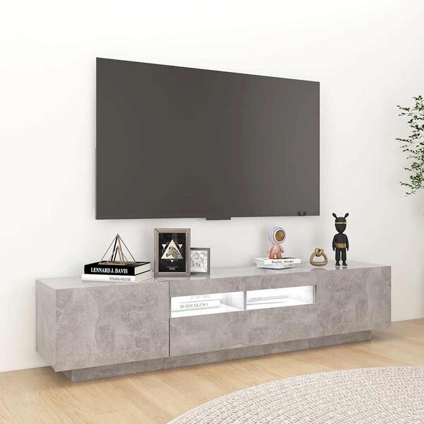 TV skříňka s LED osvětlením betonově šedá 180 x 35 x 40 cm 3081901