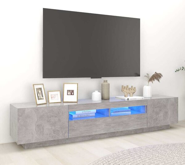 TV skříňka s LED osvětlením betonově šedá 200 x 35 x 40 cm 3081910