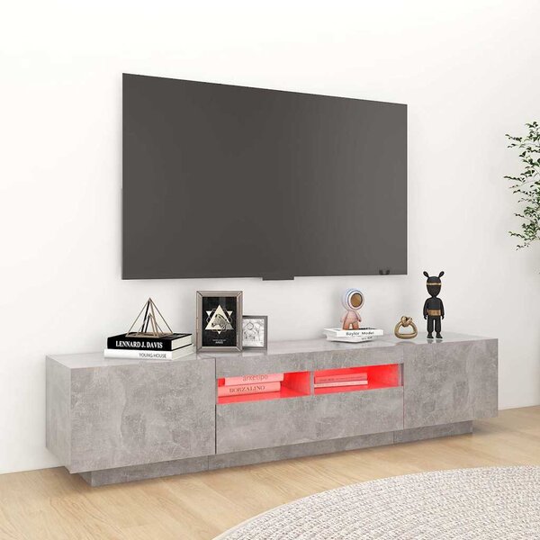 TV skříňka s LED osvětlením betonově šedá 180 x 35 x 40 cm 3081901