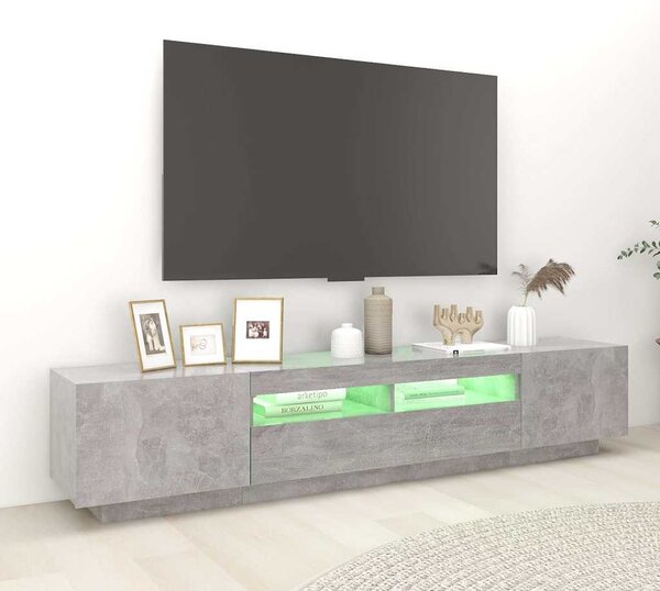 TV skříňka s LED osvětlením betonově šedá 200 x 35 x 40 cm 3081910