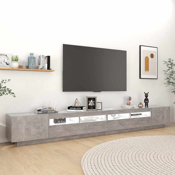 TV skříňka s LED osvětlením betonově šedá 300 x 35 x 40 cm 3081928