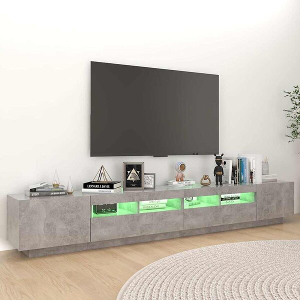 TV skříňka s LED osvětlením betonově šedá 260 x 35 x 40 cm 3081919