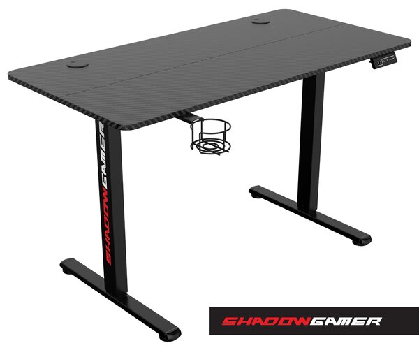 Elektricky polohovatelný herní stůl GAMER 1.0 s LED – černý, 120 cm